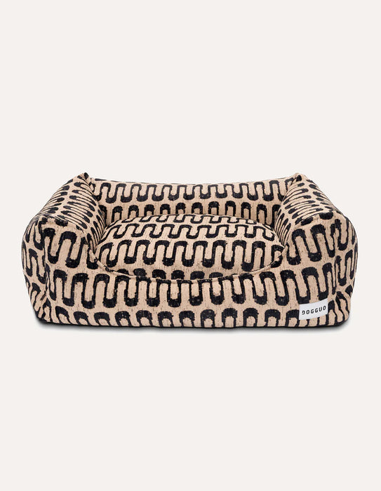 Dogguo hondenmand retro wave - beige/zwart