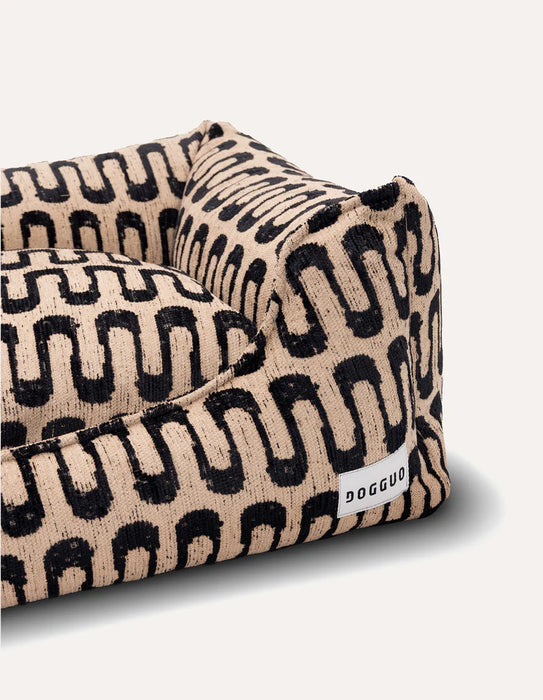 Dogguo hondenmand retro wave - beige/zwart