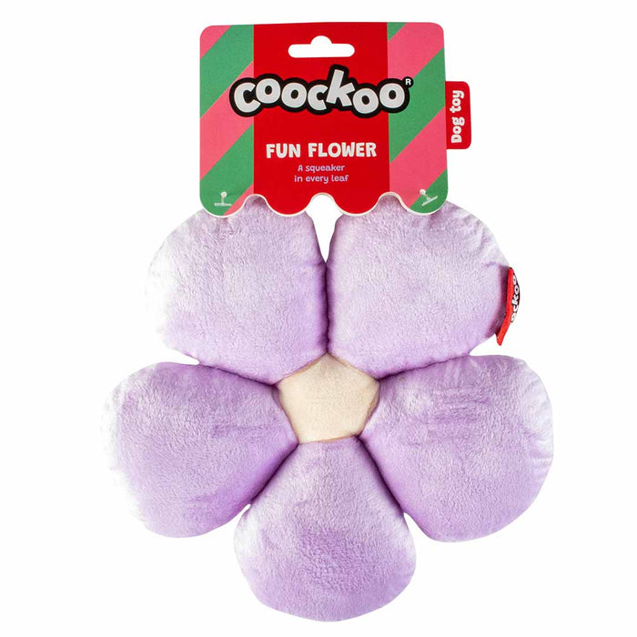 Coockoo Hondenspeeltje met 5 piepers FUN FLOWER Paars/wit
