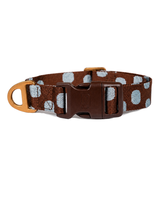 DOGGUO Halsband Stip Bruin/Blauw