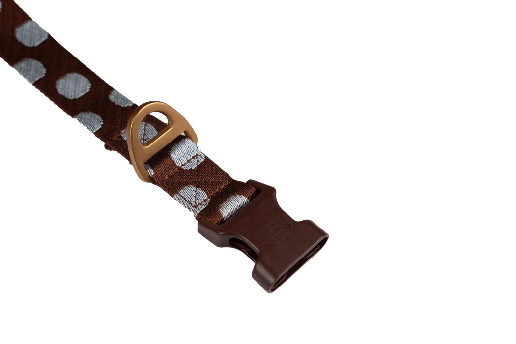 DOGGUO Halsband Stip Bruin/Blauw