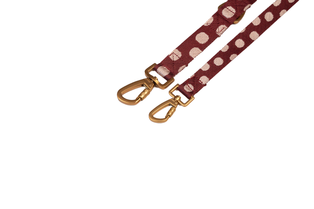 DOGGUO Hondenriem Stip Bordeaux/Perzik