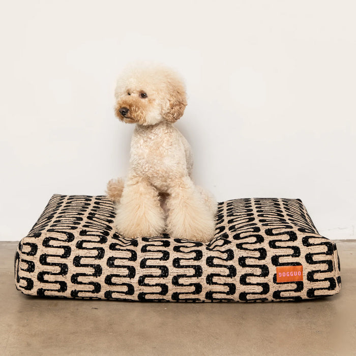 Dogguo Hundekissen Retro-Wellendruck beige/schwarz