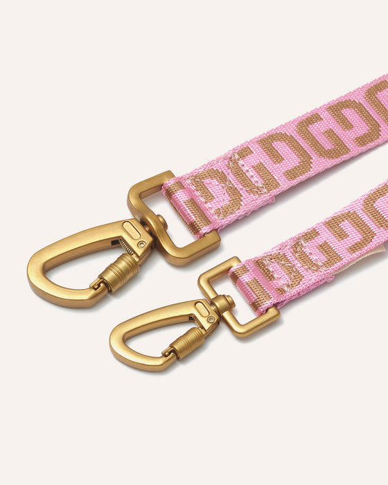 DOGGUO Hondenriem - DG print - roze/mokka