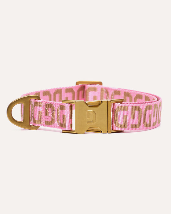DOGGUO Halsband - DG print - roze/mokka
