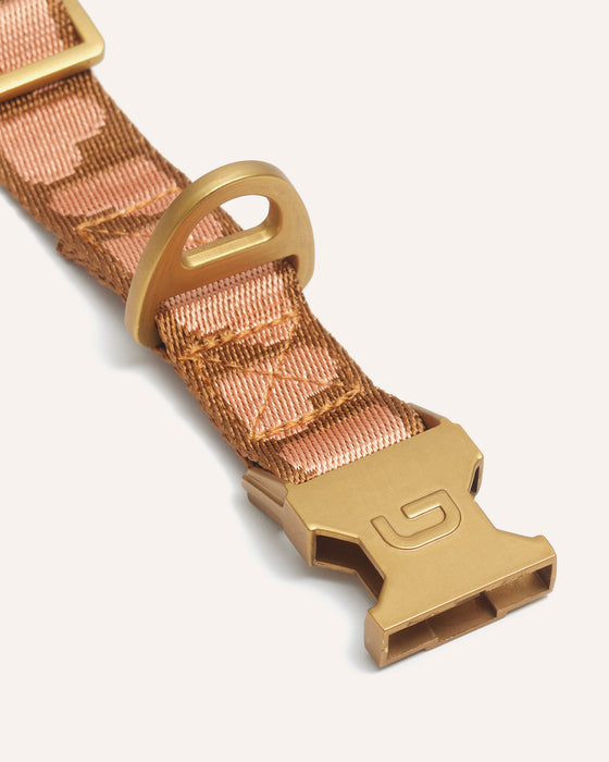 DOGGUO Halsband - hart print - bruin/abrikoos