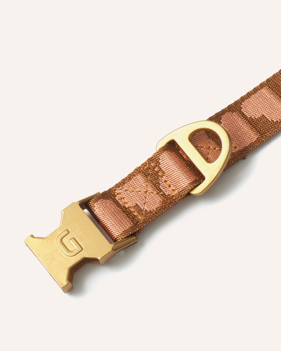 DOGGUO Halsband - hart print - bruin/abrikoos