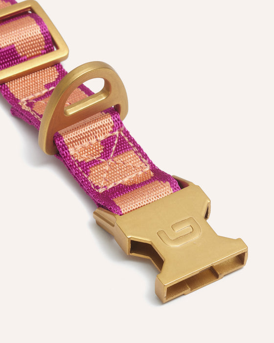 DOGGUO Halsband - hart print - magenta/abrikoos