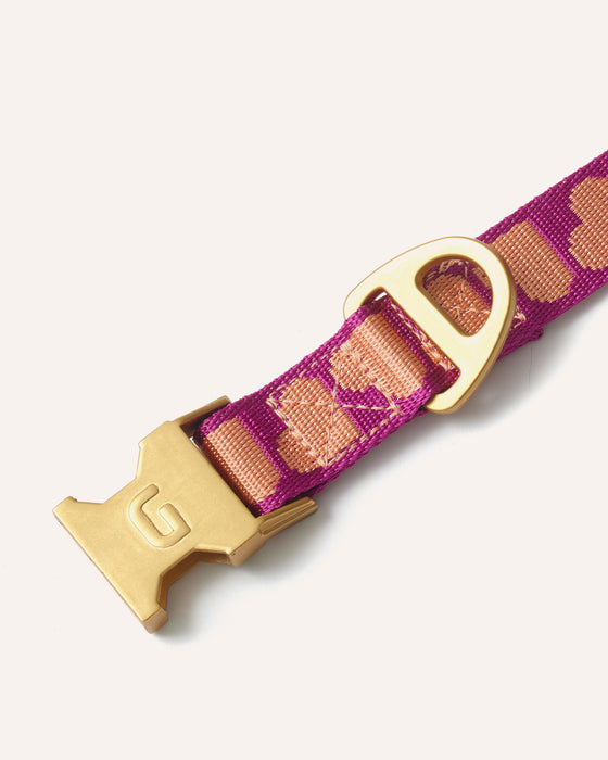 DOGGUO Halsband - hart print - magenta/abrikoos