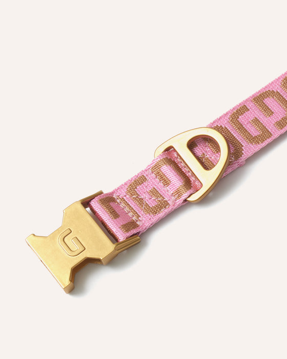 DOGGUO Halsband - DG print - roze/mokka