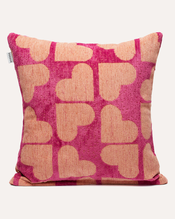 DOGGUO Hart interieur kussen - magenta/abrikoos