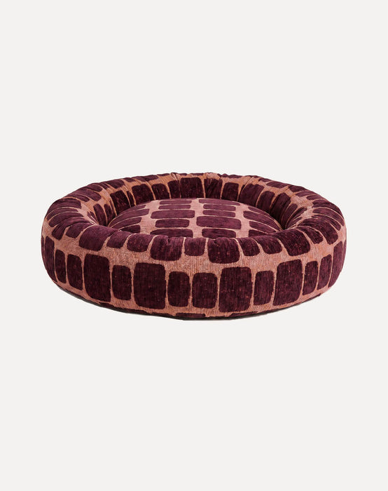 Dogguo donut hondenmand Staple Stones Perzik/Bordeaux
