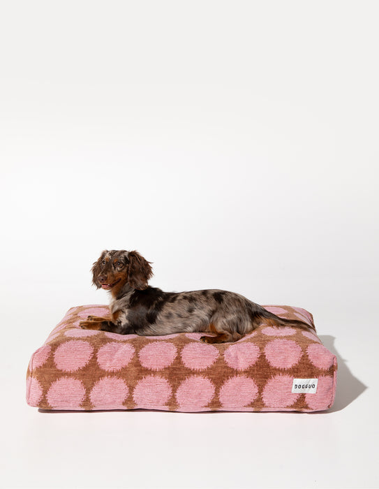 Dogguo hondenkussen stip - mokka/roze