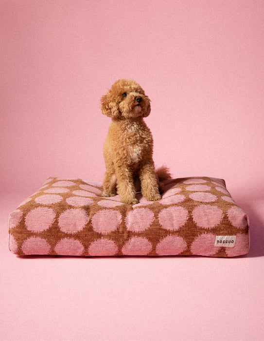 Dogguo hondenkussen stip - mokka/roze
