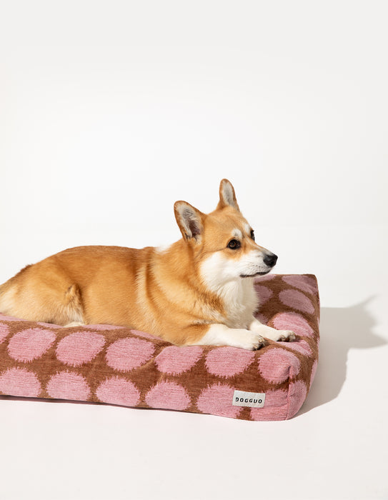 Dogguo hondenkussen stip - mokka/roze