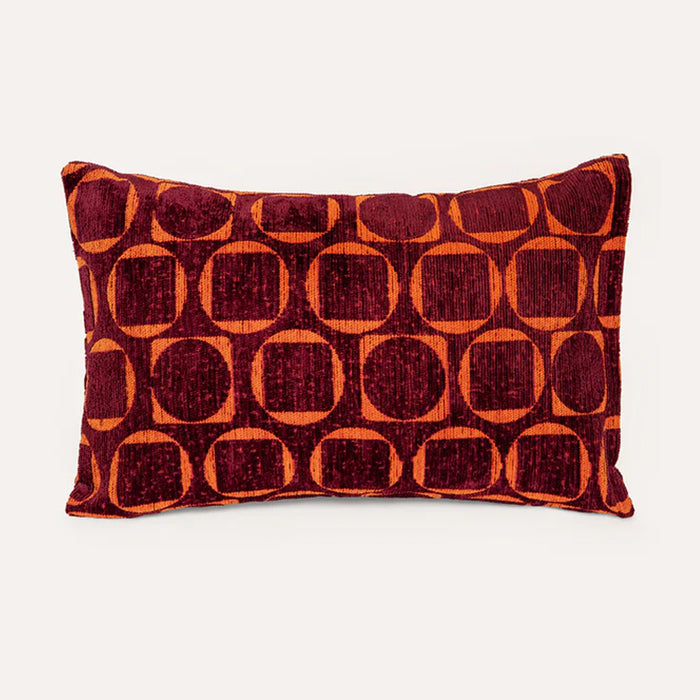 DOGGUO interieur kussen - retro print bordeaux oranje