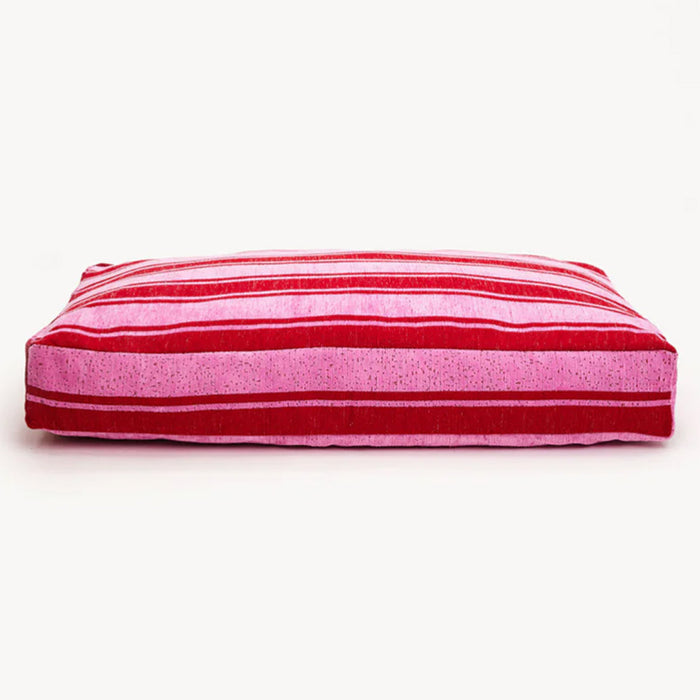 Dogguo Retro-Streifen-Hundebett – Rot/Rosa