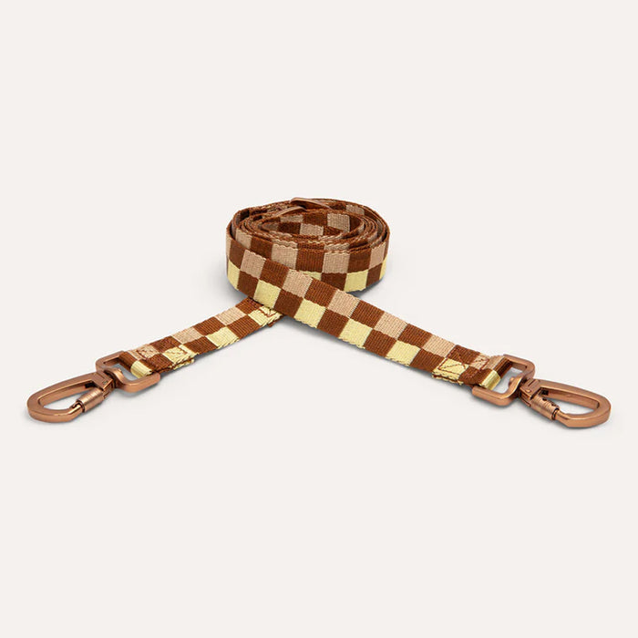 DOGGUO Hondenriem - blok print - bruin/geel