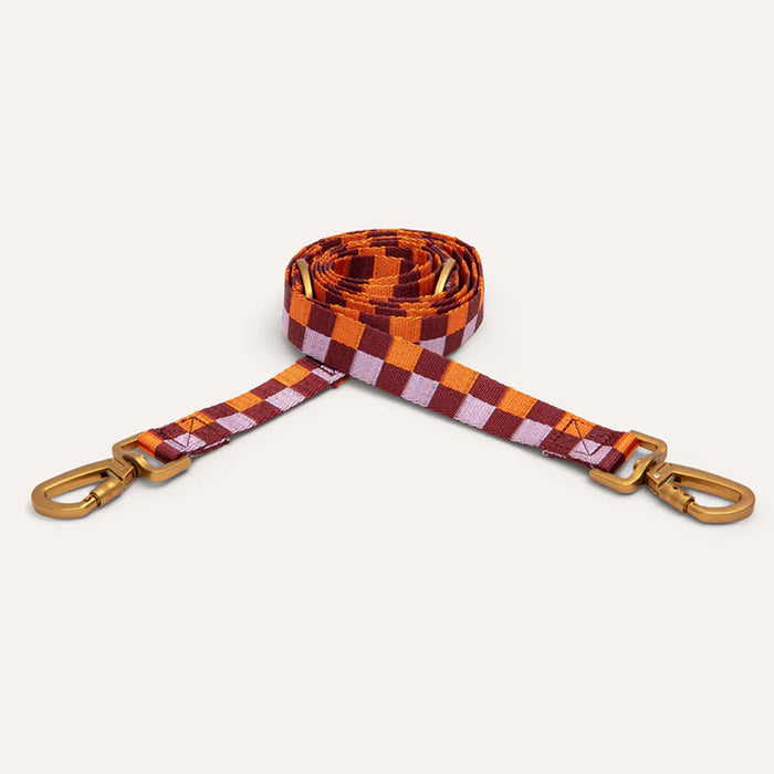 DOGGUO Hondenriem - blok print - bordeaux/oranje