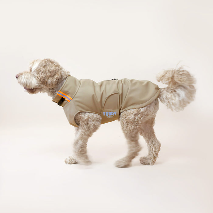 Soft shell hondenregenjas taupe Furry Original