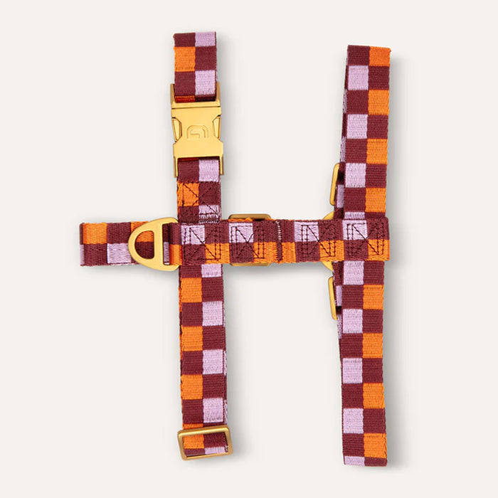 DOGGUO hondentuig - blok print - bordeaux/oranje