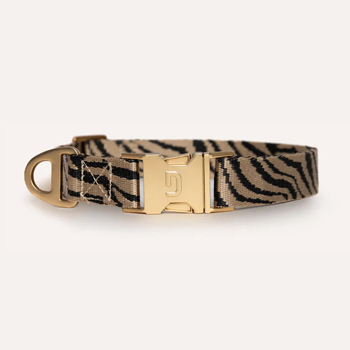 DOGGUO Halsband -zebra print - beige/zwart